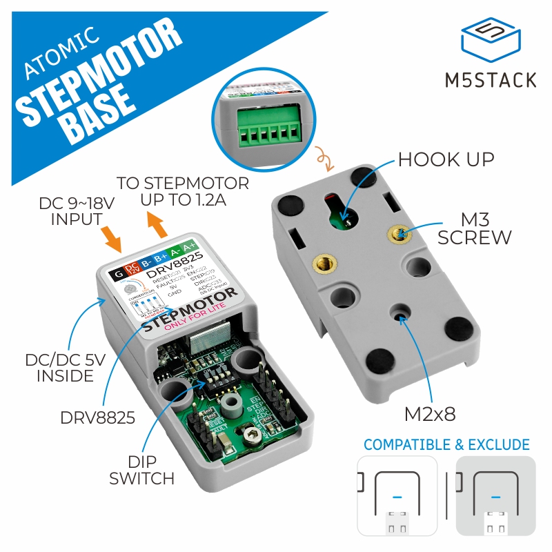 M5Stack - M5Stack Resmi ATOMIC Step Motor Tabanı