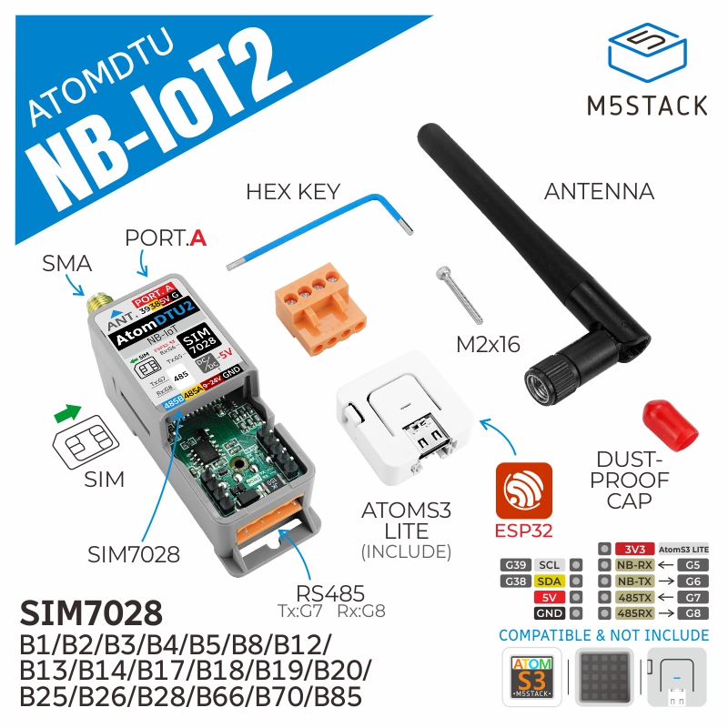 M5Stack - M5Stack Resmi ATOM DTU NB-IoT2 Kiti