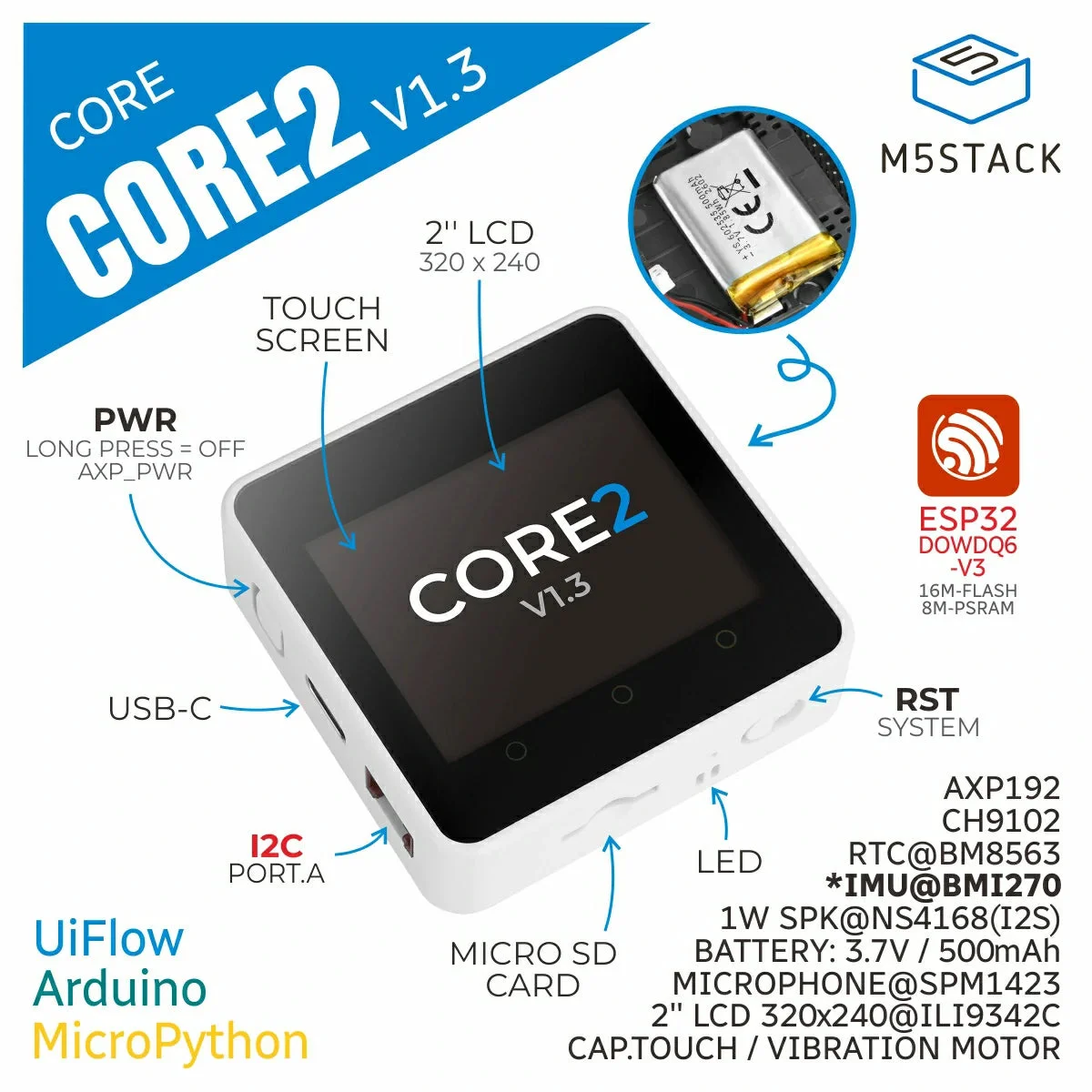 M5Stack Core2 V1.3, dokunmatik - M5Stack Core2 incelemesi ve fiyatı