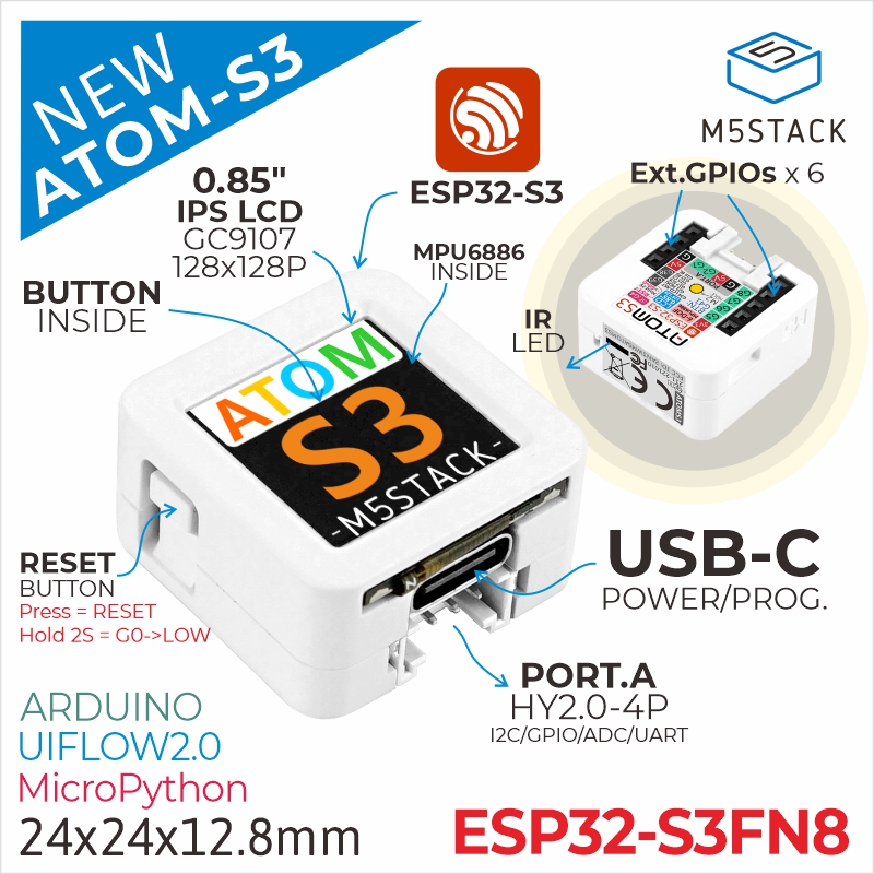 Orijinal M5Stack ATOMS3 ESP32- - Doit Esp32 incelemesi ve fiyatı